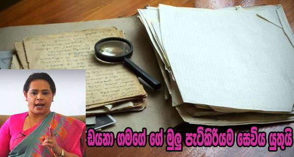 ඩයනා ගමගේ ගේ මුලු පැටිකිරියම සෙවිය යුතුයි